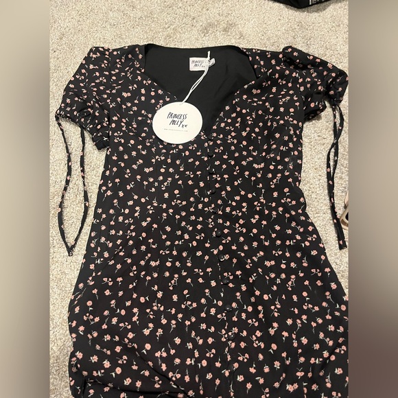 NWT Princess polly hattie floral midi dress size 4 black w pink & green flowers - Picture 1 of 3